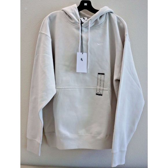 Nike CV0552 030 Mens Sz S Phantom White Solo Swoosh Fleece Hoodie Sweatshirt $90 - Picture 2 of 5